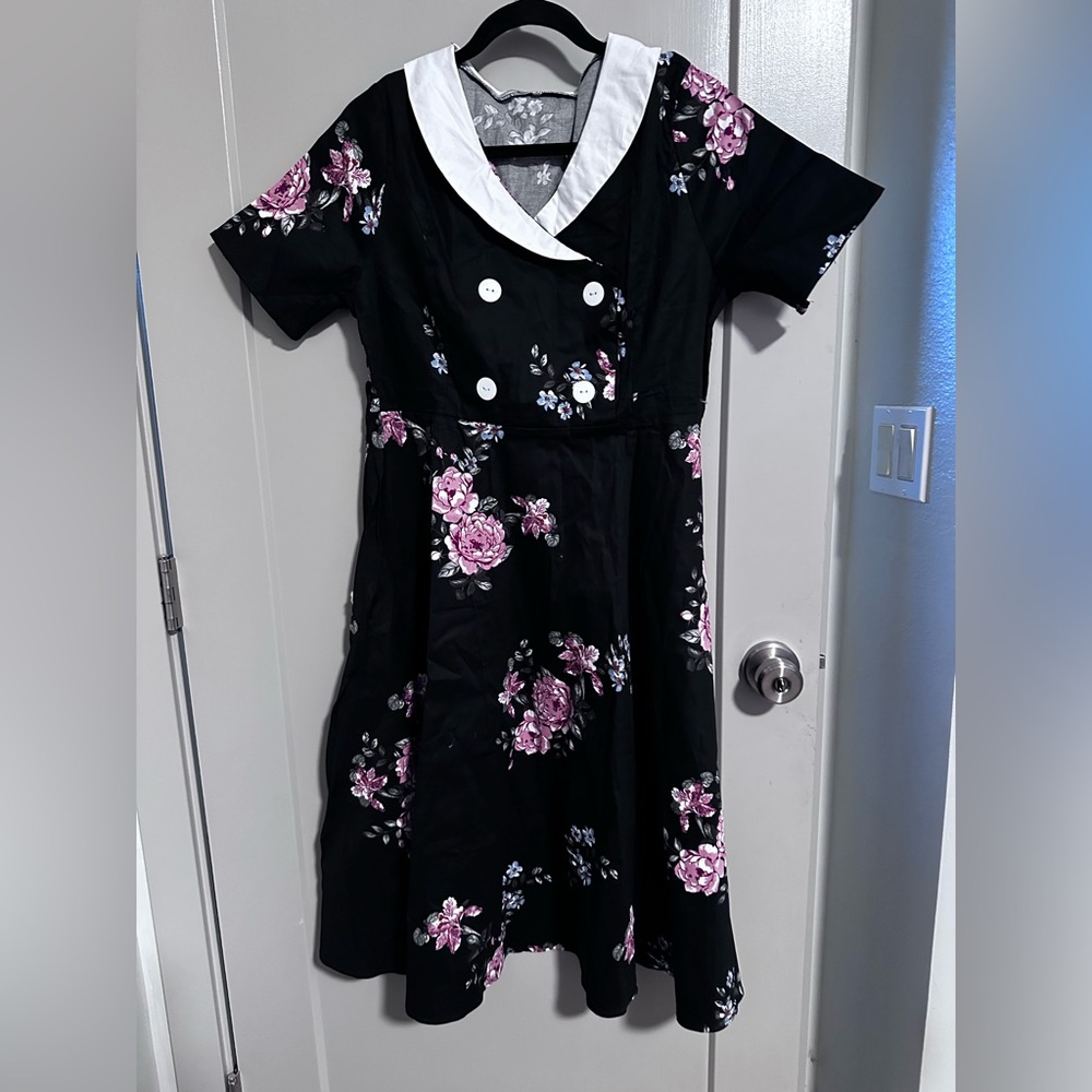 *Floral Black and Pink Kids Dress